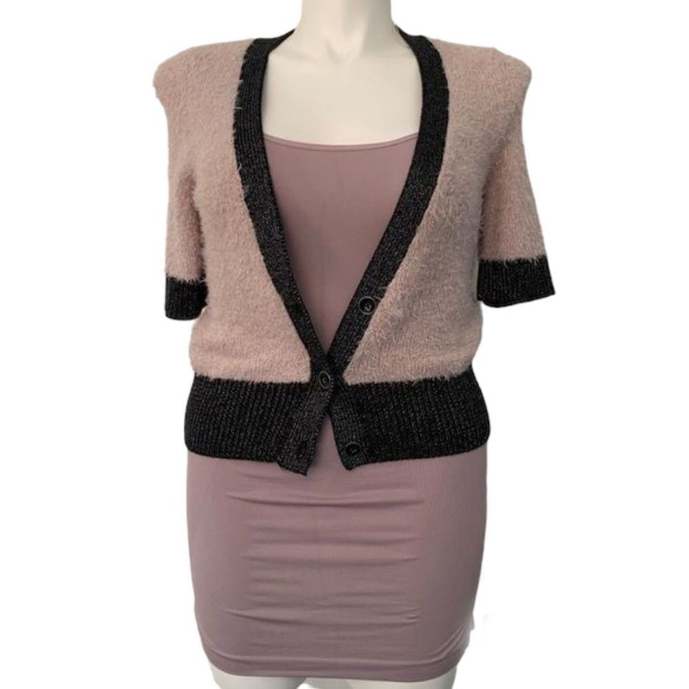 Decree L/XL Lilac Tank & Cropped Sweater Soft Furry Preppy Academia Business NWT